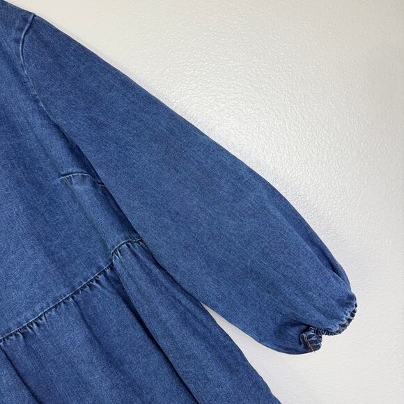 Lucy & Yak Maeve Dress Womens Size 14 Blue Denim Floral Embroidered Boho Long - Picture 4 of 11